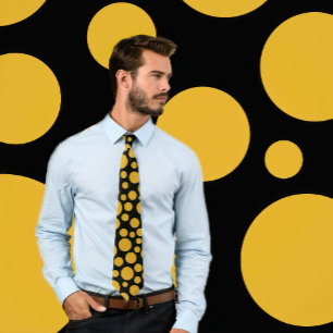 Cravate Motif à points de polka de Goldenrod aléatoire sur