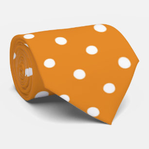 Cravate motif à pois blanc orange cool