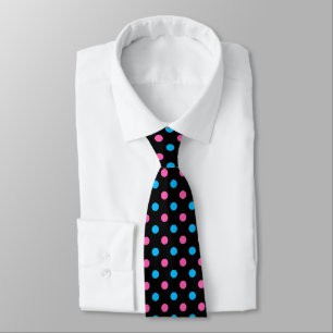 Cravate Motif à pois bleu noir rose