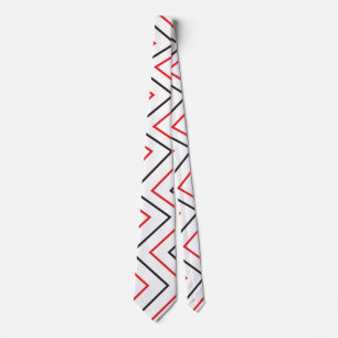 Cravate Motif à rayures chevron verticales noir et rouge