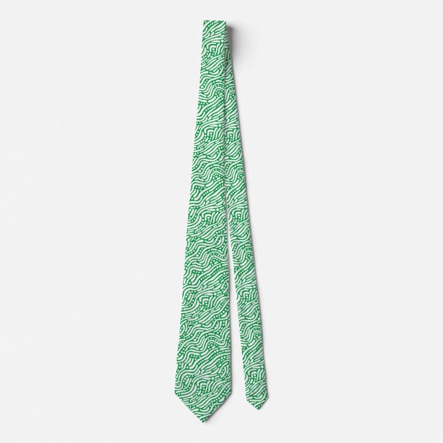 Cravate Motif Abstrait 110523 - Blanc sur Kelly Green (Devant)