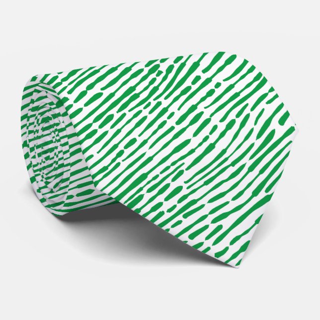 Cravate Motif Abstrait 140523 - Kelly Green et White (Roulé)