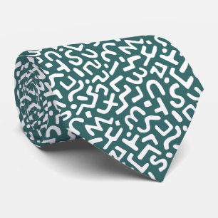 Cravate Motif Abstrait 170822 - Blanc sur Moss Green