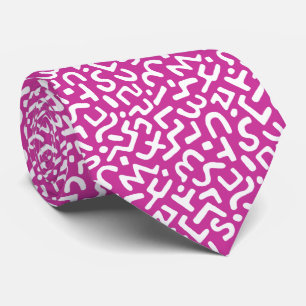 Cravate Motif Abstrait 170822 - Blanc sur Rose profond
