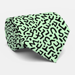 Cravate Motif Abstrait 170822 - Noir sur Ghost Green