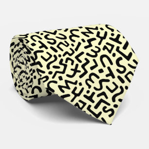 Cravate Motif Abstrait 170822 - Noir sur jaune pâle