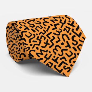 Cravate Motif abstrait 170822 - Noir sur orange clair