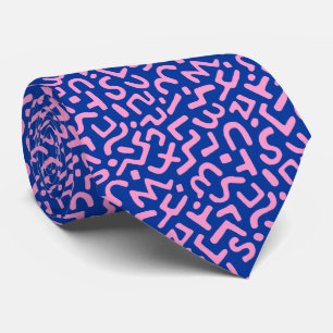 Cravate Motif Abstrait 170822 - Rose sur bleu marine