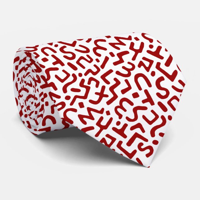 Cravate Motif Abstrait 170822 - Rouge rubis sur blanc (Roulé)