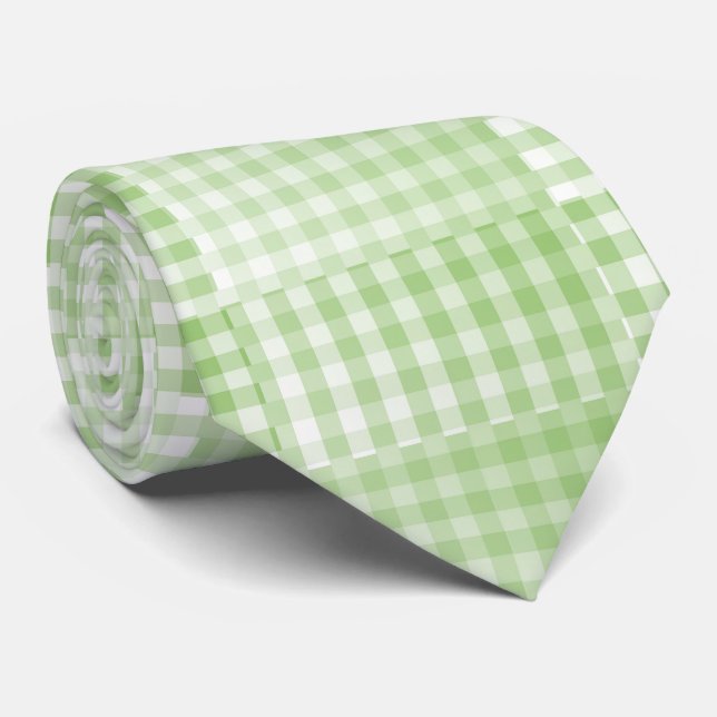 Cravate Motif Abstrait à Damier Vert et Blanc (Roulé)