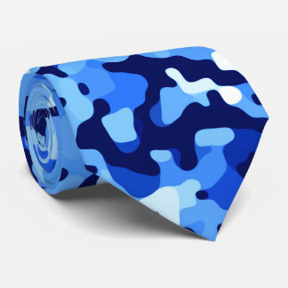 Cravate Motif Abstrait Bleu Camouflage