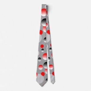 CRAVATE MOTIF ABSTRAIT BULLE ROUGE GRIS