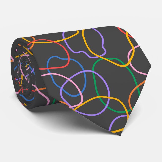 Cravate Motif Abstrait coloré Wavy Lines (Roulé)
