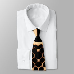 Cravate Motif Abstrait de soccer mi-ton noir de biege