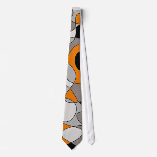 Cravate motif Abstrait - gris et orange.