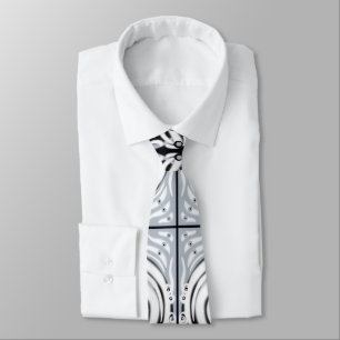 Cravate Motif Abstrait gris noir blanc