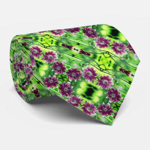 Cravate Motif Abstrait Paire Fleur Rouge Et Blanc