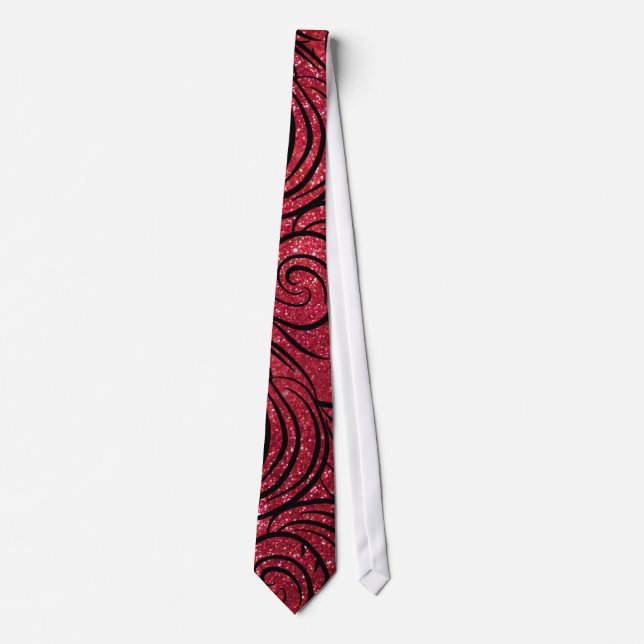 Cravate Motif Abstrait Parties scintillant rouge (Devant)