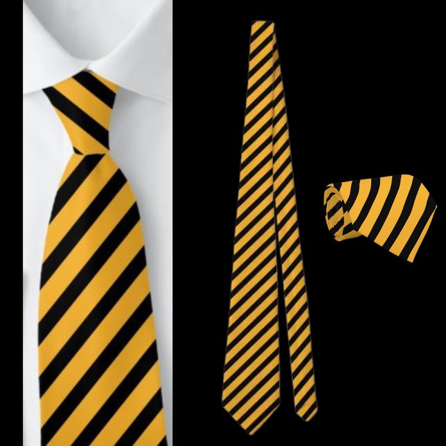 Cravate Motif Abstrait rayé noir et jaune (Créateur téléchargé)