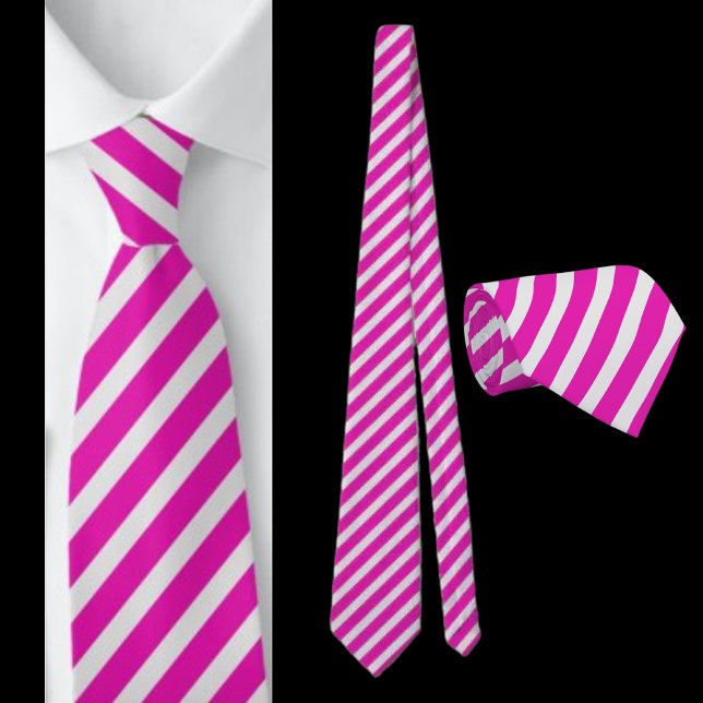 Cravate Motif Abstrait rayé rose et blanc (Créateur téléchargé)