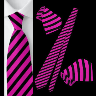 Cravate Motif Abstrait rayé rose et noir