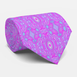 Cravate Motif Abstrait Rose Chaude et Bleu Aqua Psychédéli