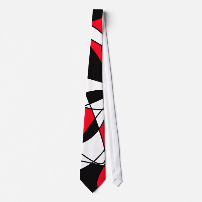 Cravate Motif Abstrait - rouge et blanc. (Devant)