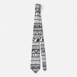 Cravate Motif africain tribal noir blanc