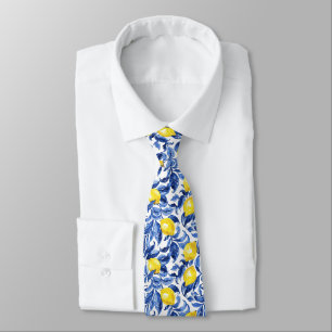 Cravate Motif aquarelle de citron bleu