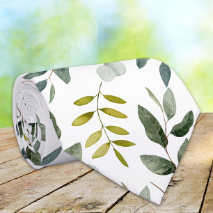 Cravate Motif aquarelle de feuilles vertes monogrammées