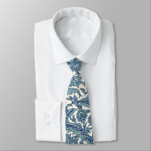 Cravate Motif arabe Floral Orné Bleu