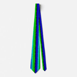 Cravate Motif arc-en-ciel abstrait 3D bleu vert