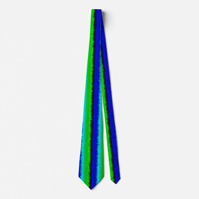 Cravate Motif arc-en-ciel bleu vert abstrait 3D (Devant)