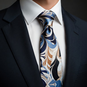 Cravate Motif Art Déco moderne à tourbillons