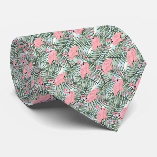 Cravate Motif artistique de feuilles de palmier avec des f (Roulé)