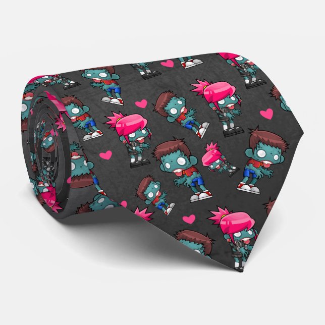 Cravate Motif avec de mignonnes filles Zombies, garçons et (Roulé)