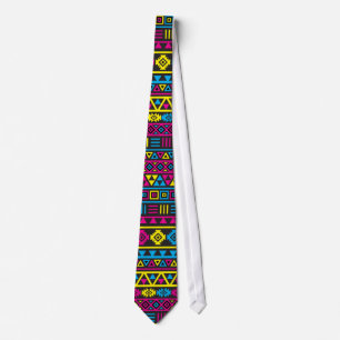 Cravate Motif aztèque de répétition de style - CMY et noir