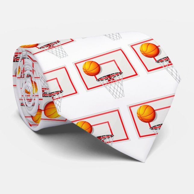 Cravate Motif Basketballs | Cadeaux de sport (Roulé)