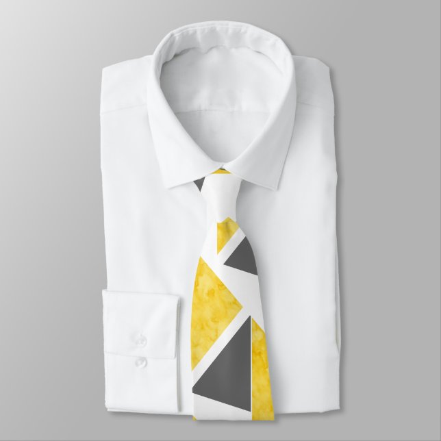Cravate Motif blanc couleur gris jaune (Attaché)