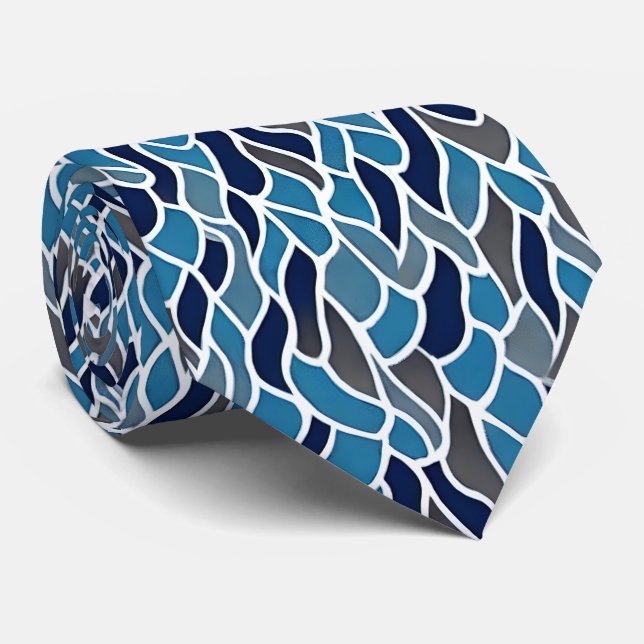 Cravate Motif bleu et gris pour hommes (Roulé)