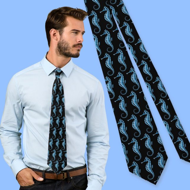 Cravate Motif bleu Seahorse (Créateur téléchargé)
