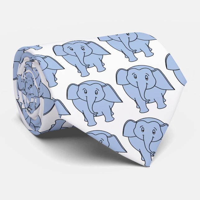 Cravate Motif bleu Sleepy Elephant (Roulé)