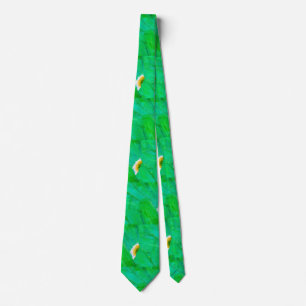 Cravate Motif botanique abstrait vert trèfle moderne