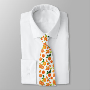 Cravate Motif botanique d'agrumes orange