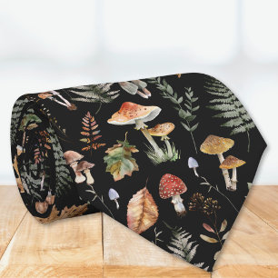 Cravate Motif botanique de champignon fougère vintage à l'