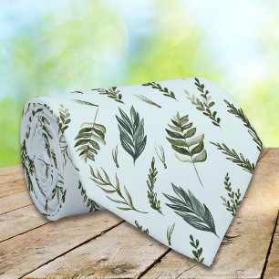 Cravate Motif botanique Feuille vert