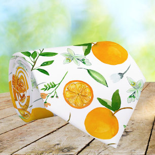 Cravate Motif botanique floral d'été citrus orange
