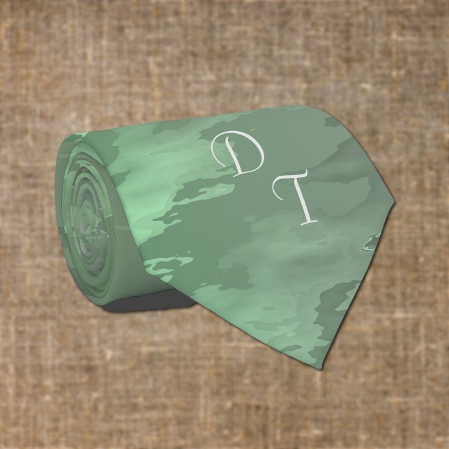 Cravate Motif camo vert monogramme (Créateur téléchargé)