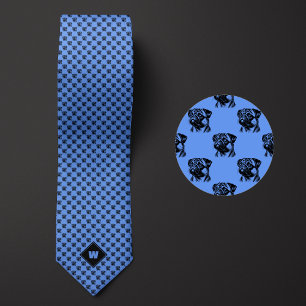 Cravate Motif Carlin bleu Cornflower