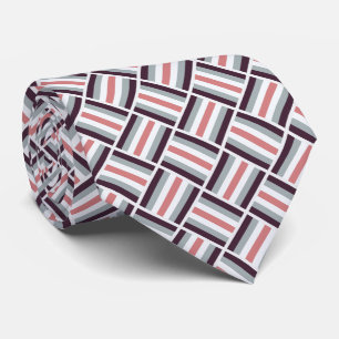 Cravate Motif carré - Corail rouge foncé Argent